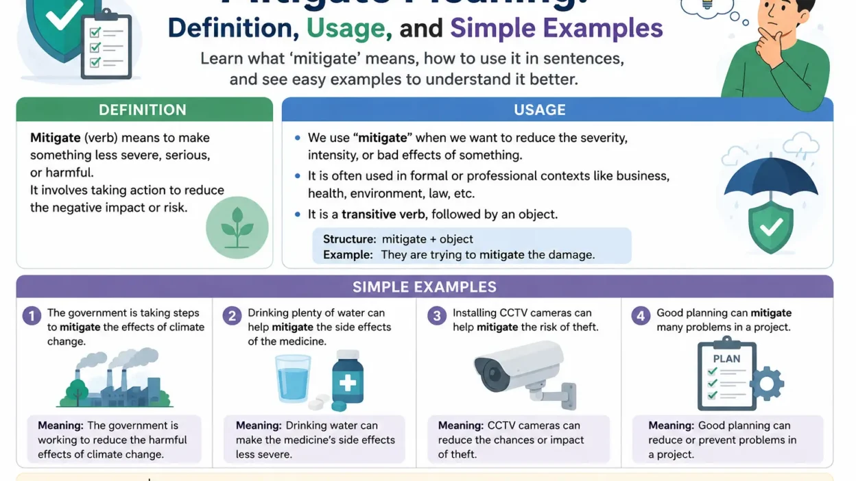 Mitigate Meaning: Definition, Usage, and Simple Examples