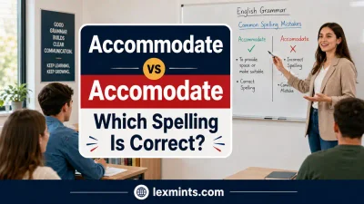 English teacher explaining the correct spelling difference between accommodate and accomodate.