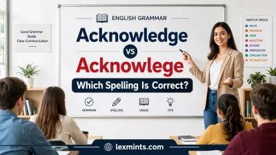 English teacher explaining that acknowledge is correct while acknowlege is an incorrect spelling.